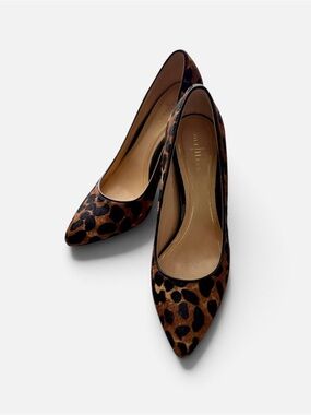 Cole Haan calf hair Leopard Print Pointed-Toe Pumps - Brown/Black